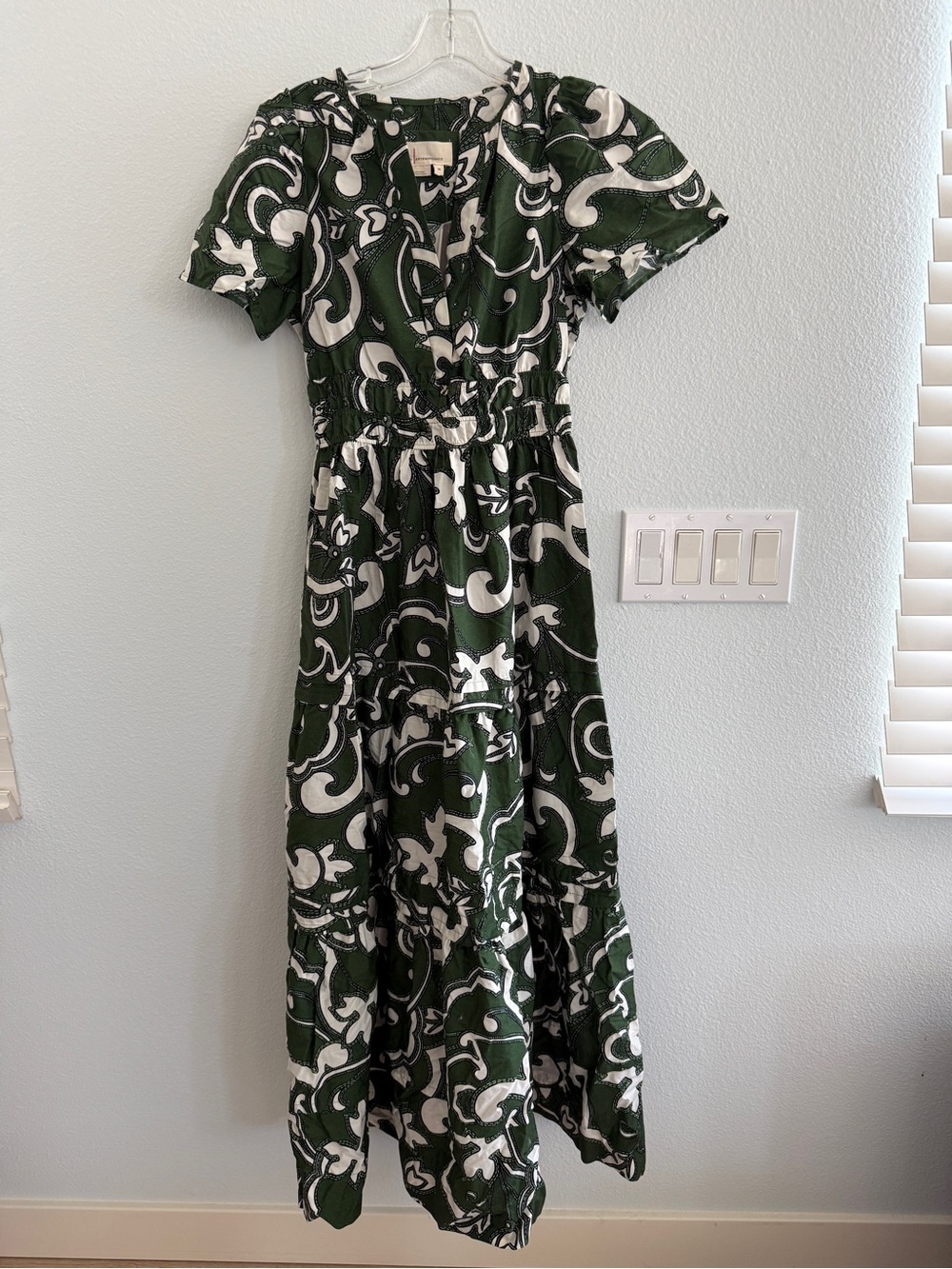 Anthropologie Green and White Somerset Maxi Dress